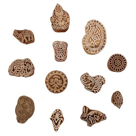 Set of 12 Piece New Mix Wooden Printing Blocks